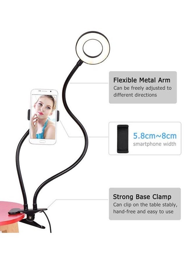 JAJEEK 2-In-1 LED Ring Light with Cell Phone Holder Stand – Adjustable Brightness, Perfect for Video Calls, Streaming, Selfies, Photography, Compact Design, Black/White - Image 2