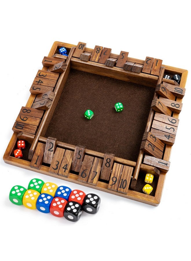 ropoda 12 Inches 4-Way Shut The Box Dice Board Game (2-4 Players) for Kids & Adults [4 Sided Large Wooden Board Game, 8 Dice + Shut-The-Box Rules] Smart Game for Learning Addition - Image 1