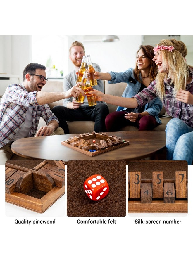 ropoda 12 Inches 4-Way Shut The Box Dice Board Game (2-4 Players) for Kids & Adults [4 Sided Large Wooden Board Game, 8 Dice + Shut-The-Box Rules] Smart Game for Learning Addition - Image 3