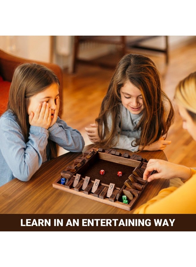 ropoda 12 Inches 4-Way Shut The Box Dice Board Game (2-4 Players) for Kids & Adults [4 Sided Large Wooden Board Game, 8 Dice + Shut-The-Box Rules] Smart Game for Learning Addition - Image 4