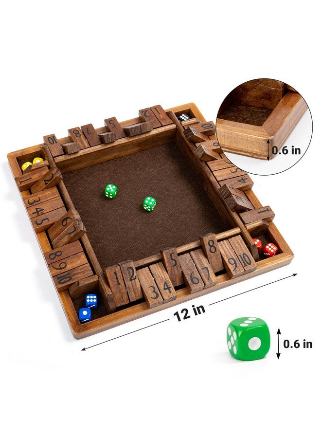 ropoda 12 Inches 4-Way Shut The Box Dice Board Game (2-4 Players) for Kids & Adults [4 Sided Large Wooden Board Game, 8 Dice + Shut-The-Box Rules] Smart Game for Learning Addition - Image 5