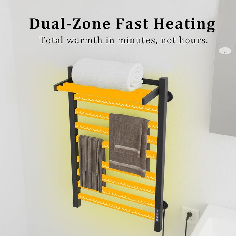 KAYOJU Store 8-Bar Towel Warmer with with Top Warmer Shelf, Electric Towel Rack Set with Fast Heating, Auto Shut-Off Timer, Matte Black Finish, Hardwired or Plug-in, Hot Towels in Bathroom - Image 3