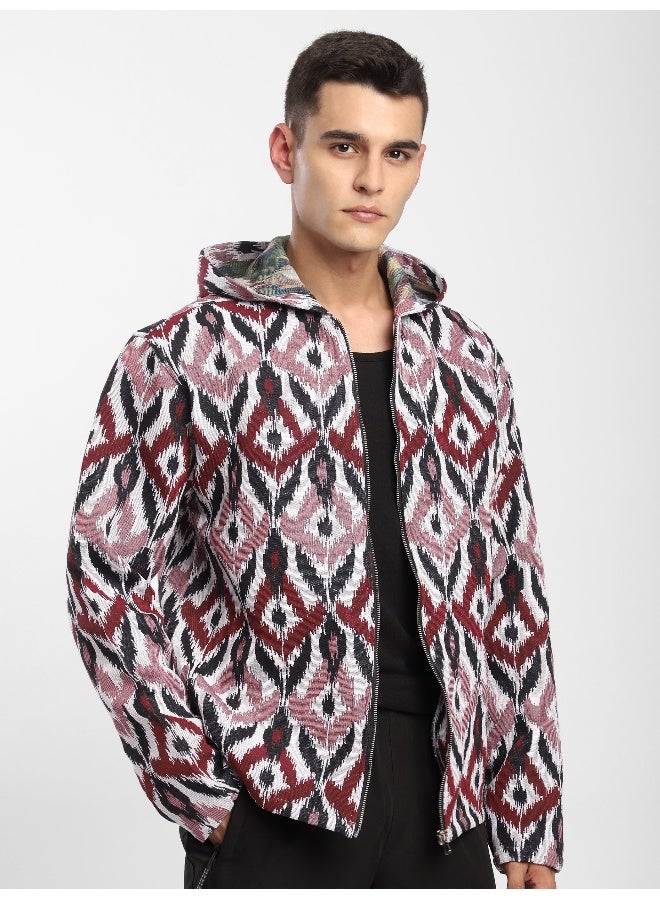 Beyoung Pink Ikat Print Hoodie Shacket  - Image 4