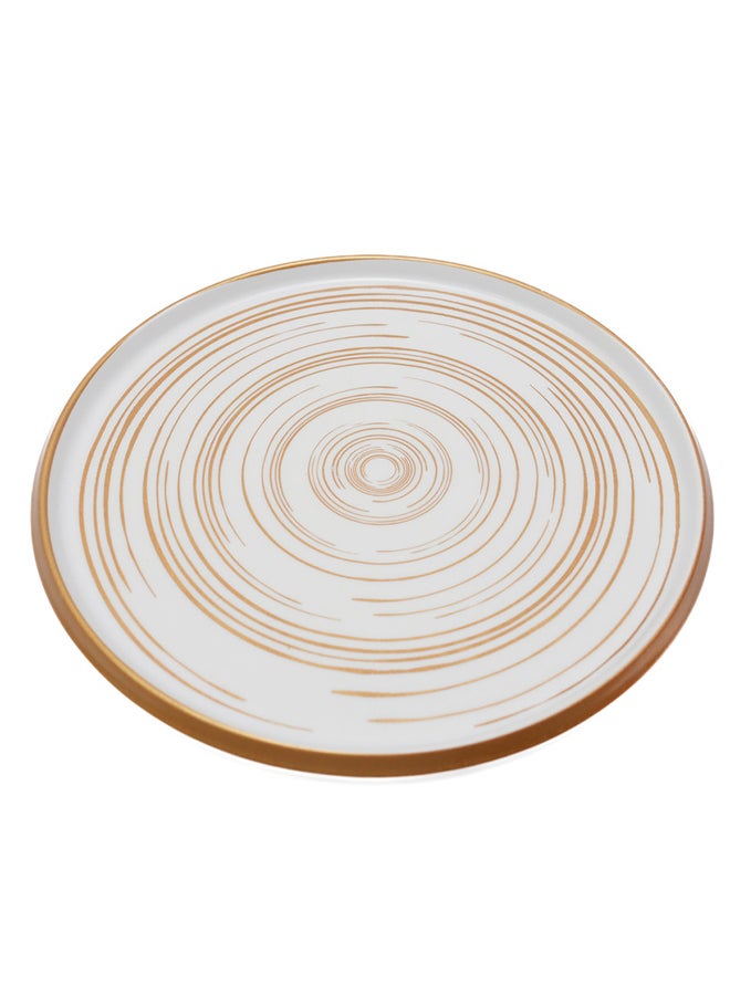 Akdc Round Plate Melamine 11"With White With Golden Circle Decal - Image 1