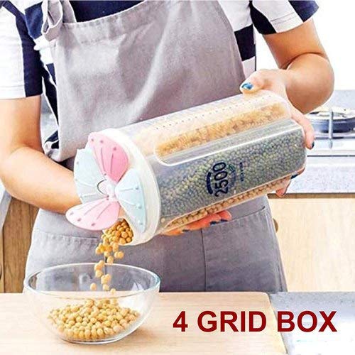 Seaspirit SEASPIRIT Storage Container for Kitchen 4 Sections Air Tight Transparent Food Grain Cereal Dispenser Jar 2500 ml 1  - Image 3