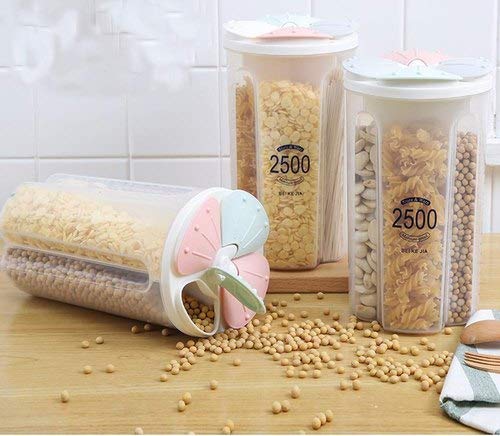 Seaspirit SEASPIRIT Storage Container for Kitchen 4 Sections Air Tight Transparent Food Grain Cereal Dispenser Jar 2500 ml 1  - Image 5