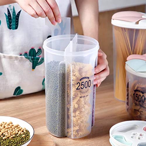 Seaspirit SEASPIRIT Storage Container for Kitchen 4 Sections Air Tight Transparent Food Grain Cereal Dispenser Jar 2500 ml 1  - Image 4
