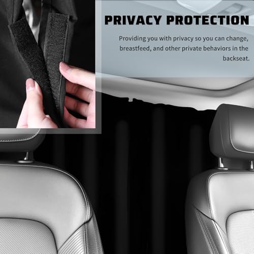 Figpade 3PCS Upgraded Rear Car Window Shades,2PCS Window Shade for Car & 1PC Cars Privacy Curtain with Storage Pockets,Essential Windows Cars Shades for Sun Shading & Privacy Protection - Image 5