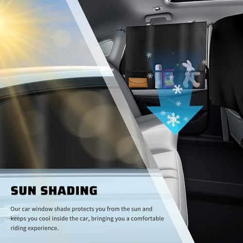 Figpade 3PCS Upgraded Rear Car Window Shades,2PCS Window Shade for Car & 1PC Cars Privacy Curtain with Storage Pockets,Essential Windows Cars Shades for Sun Shading & Privacy Protection - Image 3