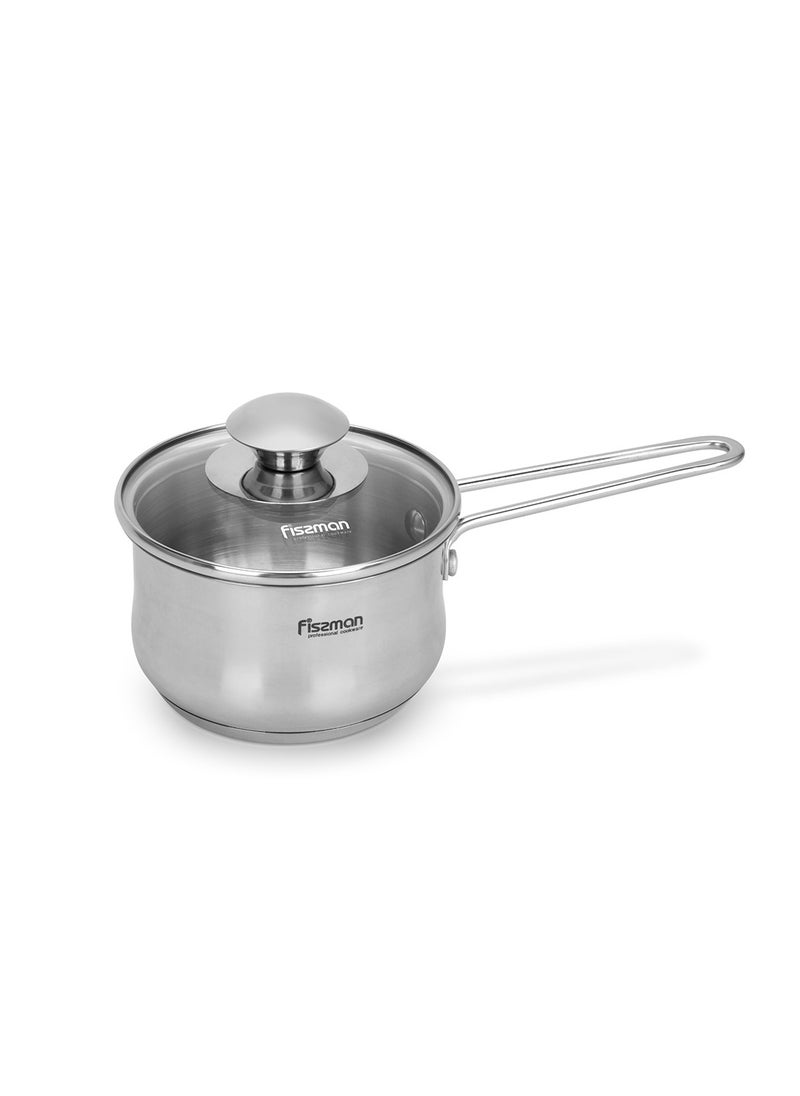 Fissman - Saucepan 900mL with Glass Lid, Stainless Steel 18/10 INOX304 Saucepan Gulliver Series, Induction Bottom Suitable for all Types of Stoves, Long Stay-Cool Ergonomic Handle - Image 1