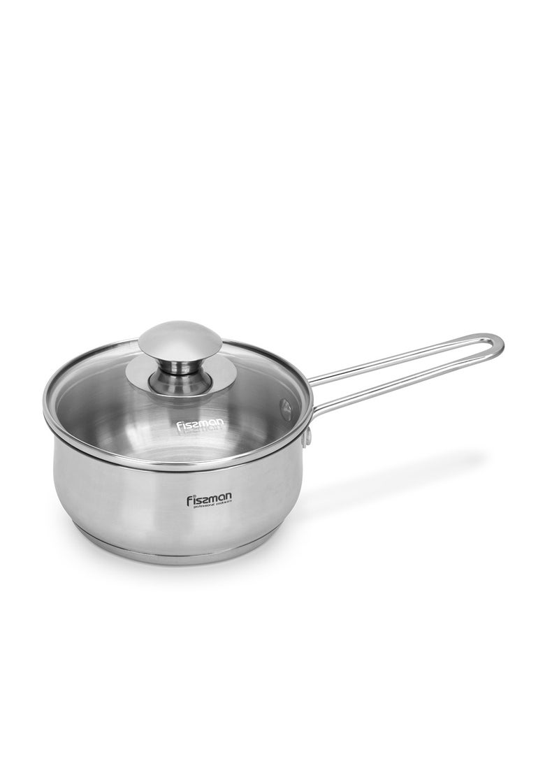 Fissman - Saucepan 900mL with Glass Lid, Stainless Steel 18/10 INOX304 Saucepan Gulliver Series, Induction Bottom Suitable for all Types of Stoves, Long Stay-Cool Ergonomic Handle - Image 1