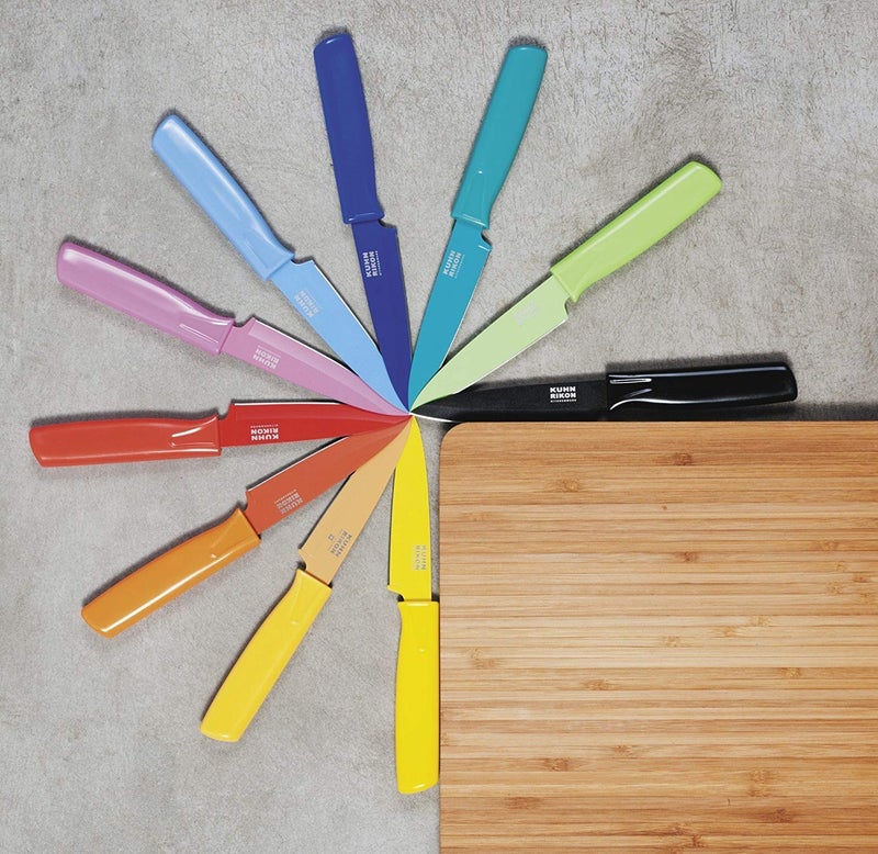 Kuhn Rikon Straight Paring Knife with Safety Sheath, 4 inch/10.16 cm Blade, Black - Image 5