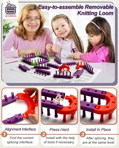 UCDRMA Adjustable Loom Knitting Kit, Up to 21 Different Sizes and Shapes Knitting Loom for Blankets/Scarves/Hats, Infinity Loom Crochet with 12 Yarn & Instructions, Flexible Yarn Loom for Beginners - Image 5