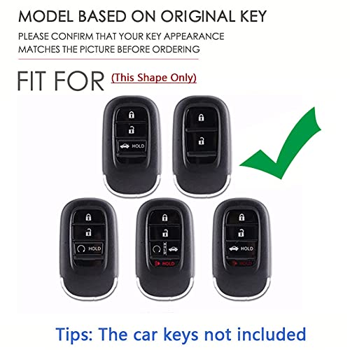 SANRILY PU Leather+Zinc Alloy 3/4/5 Button Key Fob Cover Fit for Honda Civic 2022 2023 2024 Accord HR-V Pilot CR-V Keyless Key Holder with Keychain Black - Image 2