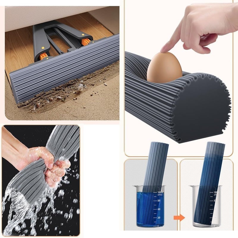 KRLZ PVA Sponge Mop Adjustable Handle Squeeze Sponge Mop for Floor Marble Floor Dirt Dust Hair Removing Absorbent Mop with Sponge Head Refills for Bathroom Balcony - Image 5