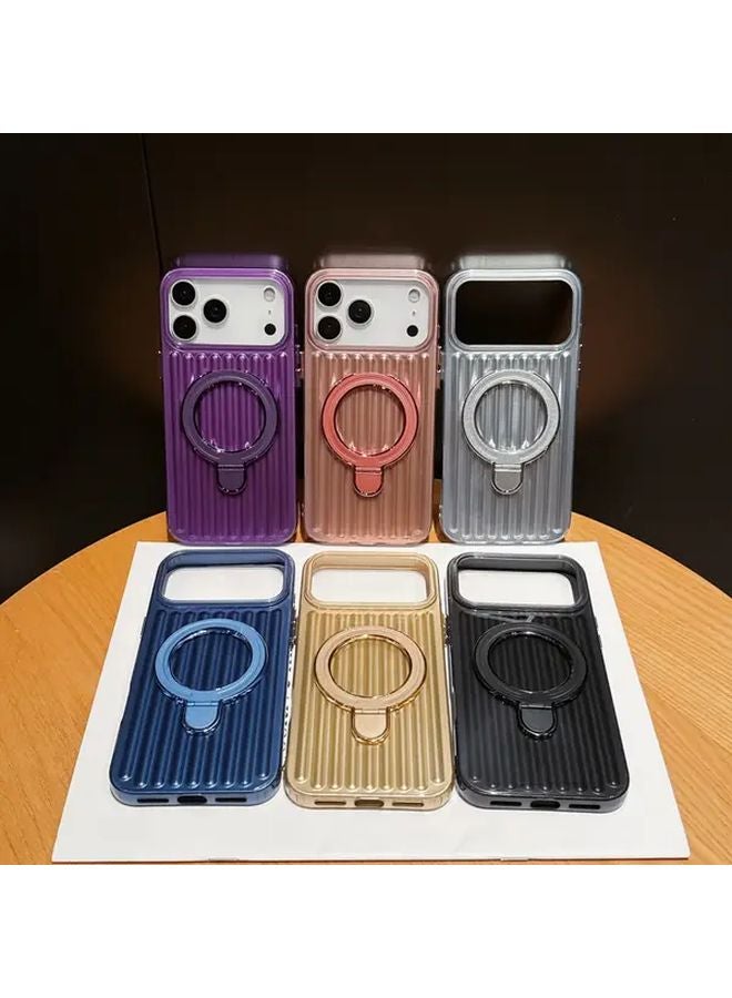 غطاء iPhone 13 مع حامل مغناطيسي وواقي شاشة من الزجاج المقوى باللون الذهبي - Image 1