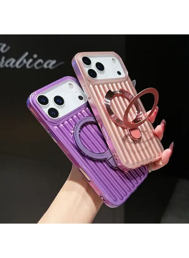 غطاء iPhone 13 مع حامل مغناطيسي وواقي شاشة من الزجاج المقوى باللون الذهبي - Image 2
