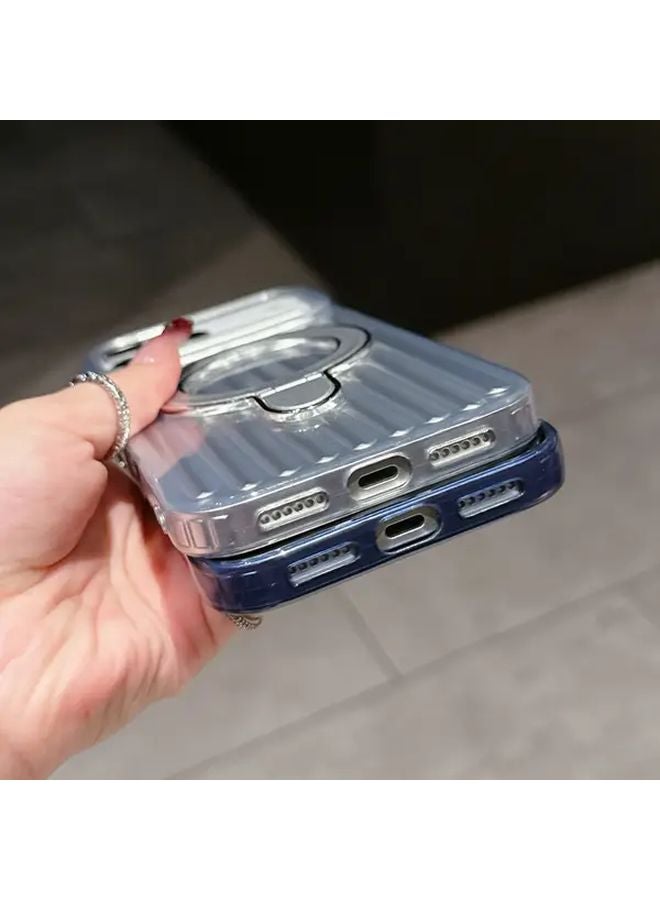 غطاء iPhone 13 مع حامل مغناطيسي وواقي شاشة من الزجاج المقوى باللون الذهبي - Image 4