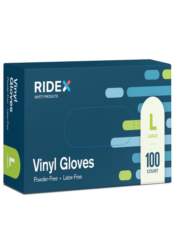Ridex Disposable Gloves Latex-Free Clear Vinyl Gloves [100-Count] Powder-Free All-Purpose Gloves, Dispenser Box Gloves 100 Pieces - Size Large Glove Medical - Image 1