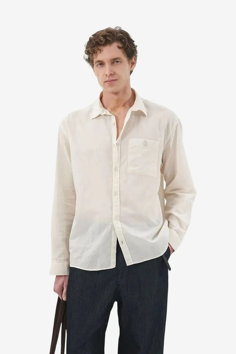 Giesto Beige Natural GIESTO Plain Poplin Shirt with Pocket for Men | Best Price UAE