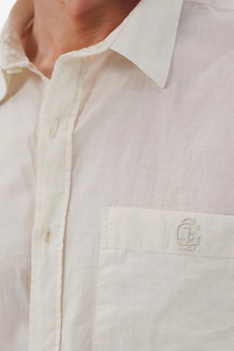 Giesto Beige Natural GIESTO Plain Poplin Shirt with Pocket for Men | Best Price UAE