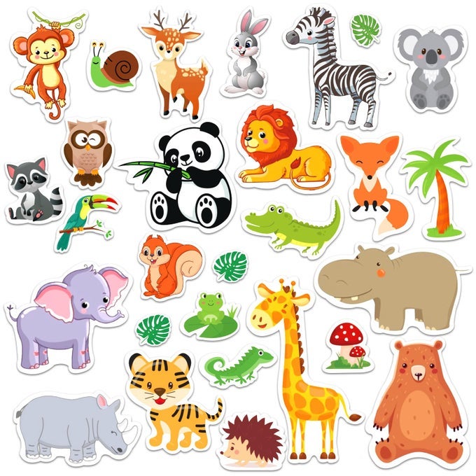 50 PCS Jungle Animals Window Gel Clings Stickers Removable and Reusable Window Clings Decals Thick Gel Clings for Adults Kids Classroom Nursery Home Zoo Animals Party Supplies Decorations
