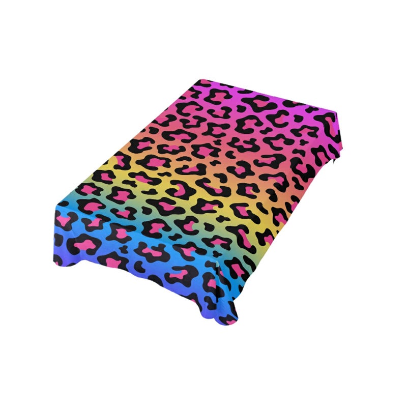 ALAZA Square Tablecloth 54 x 54 Inch Neon Rainbow Colored Leopard Cheetah Washable Tablecloth Protector for Dining Table Buffet Parties and Camping