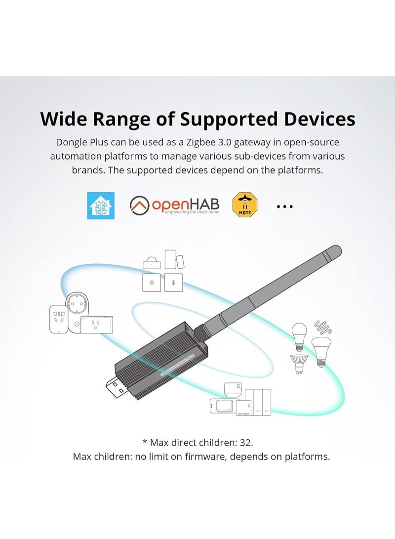 SOLARAE Zigbee 3.0 USB Dongle Plus-E Gateway, Universal Zigbee USB Gateway with Antenna for Home Assistant, Open HAB, Zigbee 2MQTT etc, Wireless Zigbee 3.0 USB Adapter, ZBDongle-E, EFR32MG2 - Image 3