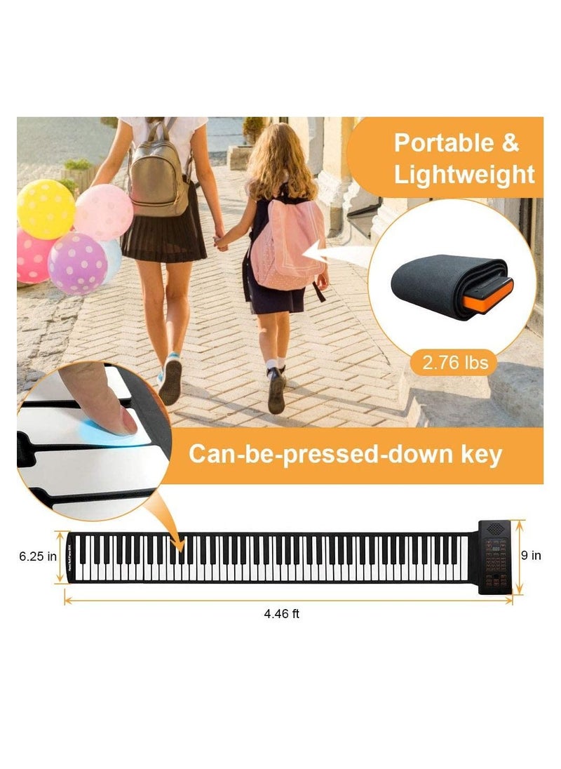 null - 88 Keys Roll Up Piano with Pedal Upgraded Numeric Portable Piano Sticker Keyboard for Kids Beginner - Image 1