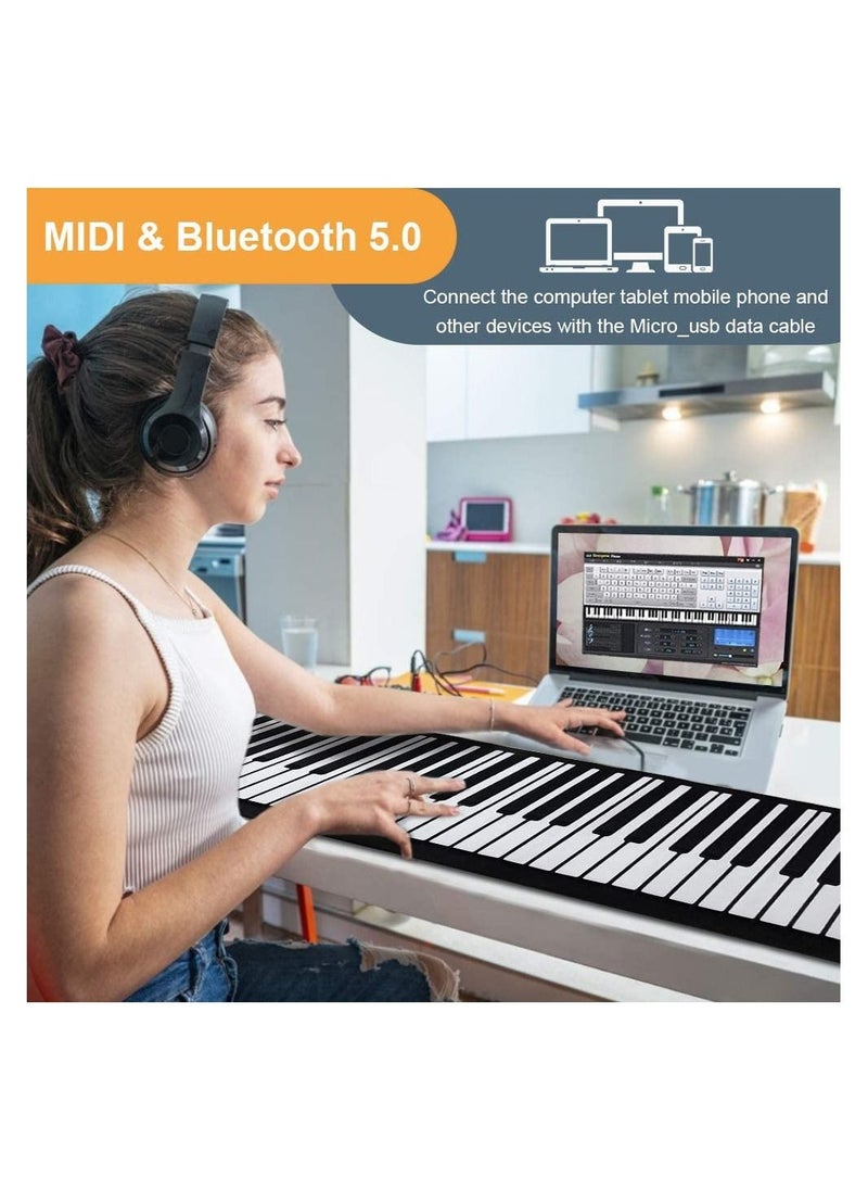null - 88 Keys Roll Up Piano with Pedal Upgraded Numeric Portable Piano Sticker Keyboard for Kids Beginner - Image 1