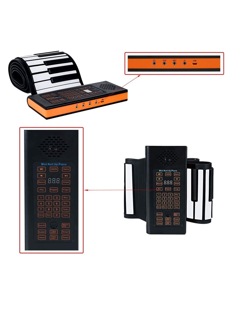 null - 88 Keys Roll Up Piano with Pedal Upgraded Numeric Portable Piano Sticker Keyboard for Kids Beginner - Image 1