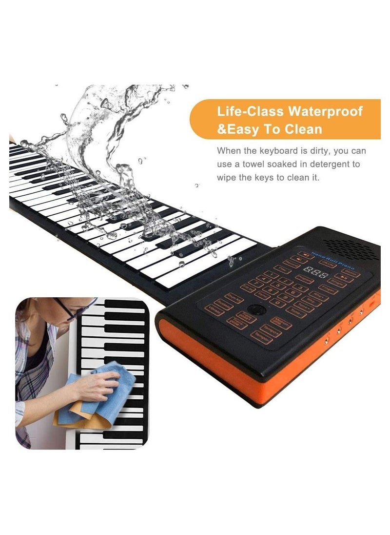null - 88 Keys Roll Up Piano with Pedal Upgraded Numeric Portable Piano Sticker Keyboard for Kids Beginner - Image 1