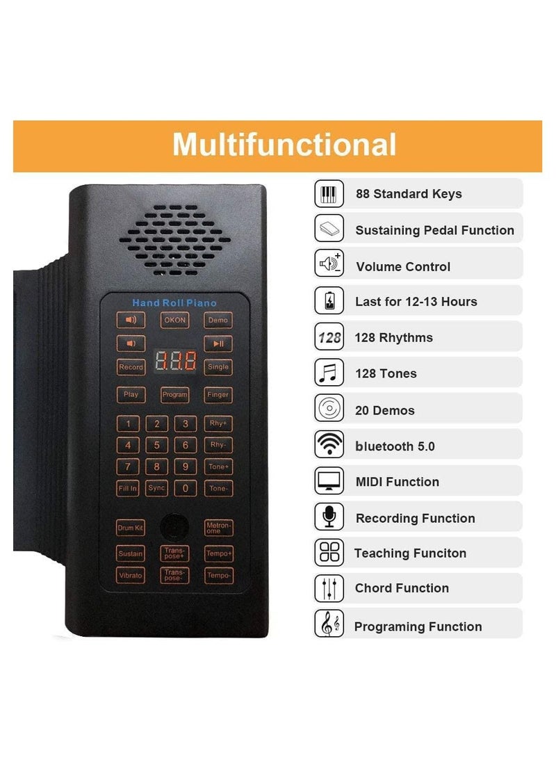 null - 88 Keys Roll Up Piano with Pedal Upgraded Numeric Portable Piano Sticker Keyboard for Kids Beginner - Image 1