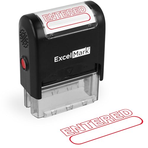 ExcelMark Entered Self Inking Rubber Stamp - Red Ink - Image 1