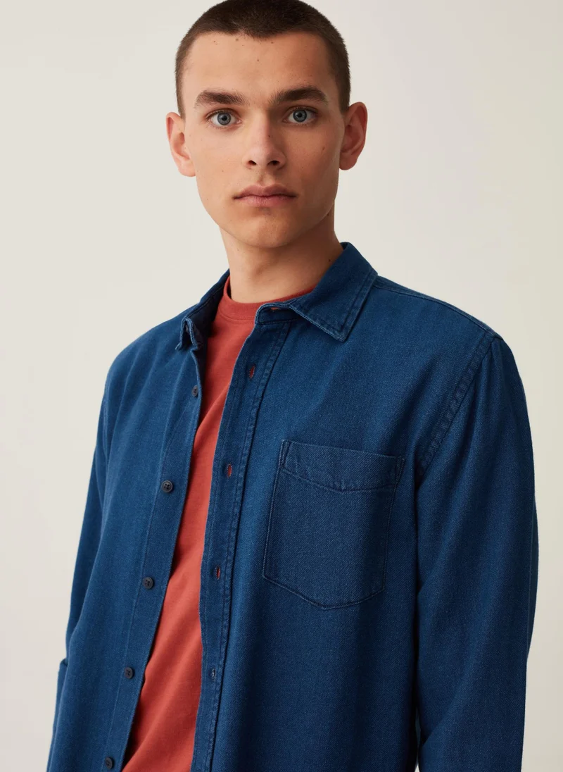 او في اس Denim Shirt With Pocket