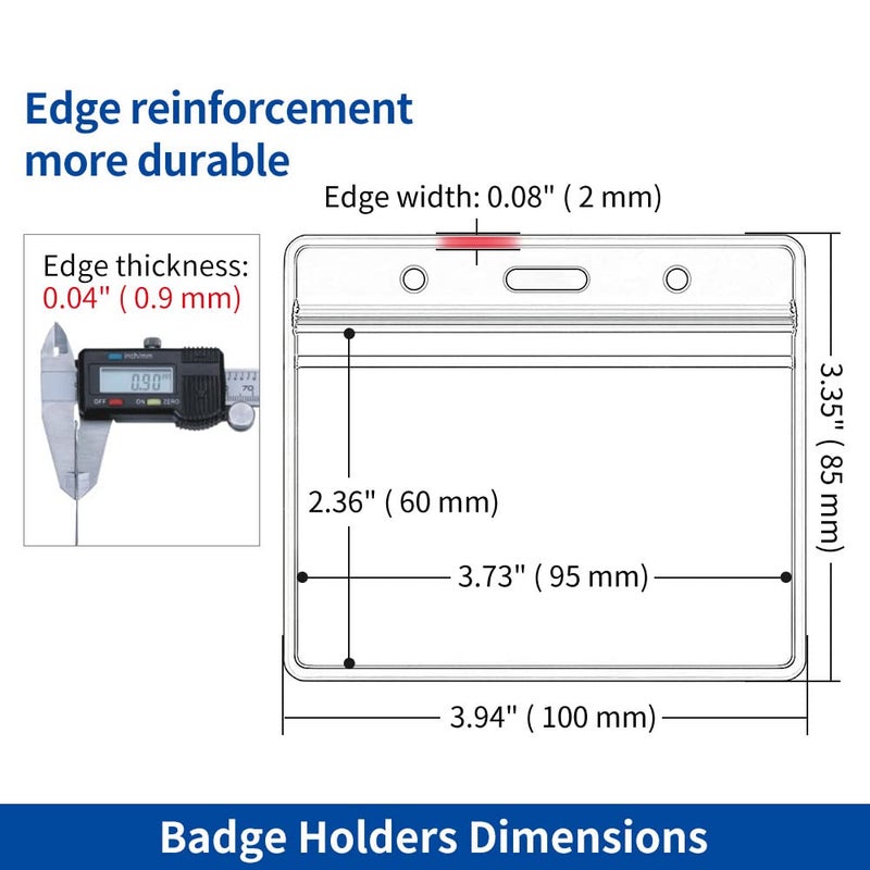 PCKPGON 10 Pack Horizontal ID Badge Holder, Clear Plastic Lanyard Card Holders, Work Name Tag Sleeve Badges Protector Cover with Waterproof Resealable Zipper Type for Nurses, Women, Fits Credit Size Cardsâ€¦ - Image 5