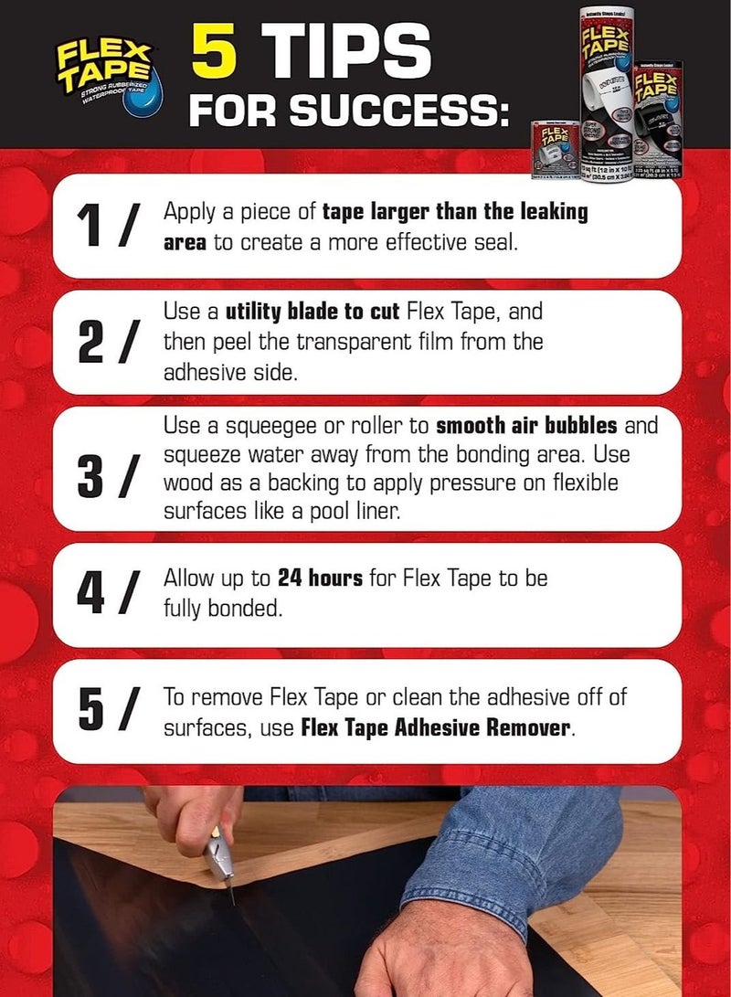 FLEX TAPE Max Waterproof Repair Tape Black 762 X 10.16 Cm  - Image 2