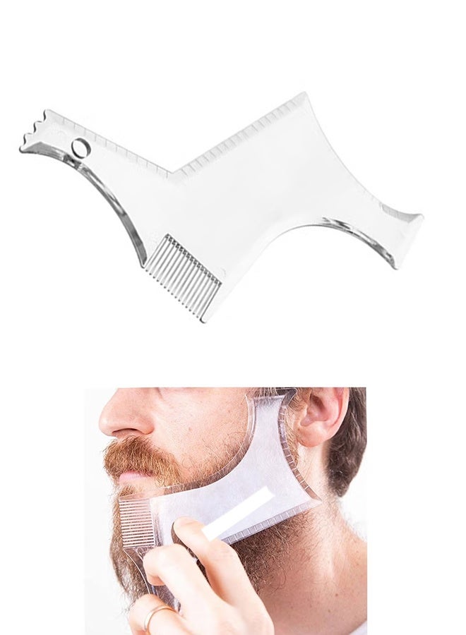 واي جيه قالب أداة شكل اللحية للرجال، شكل دليل اللحية مع المشط المدمج، حواف متعددة البطانات الحلاقة للمنحنيات/المستقيمة/خط الرقبة/الجنكة/الحروق الجانبية - Image 1