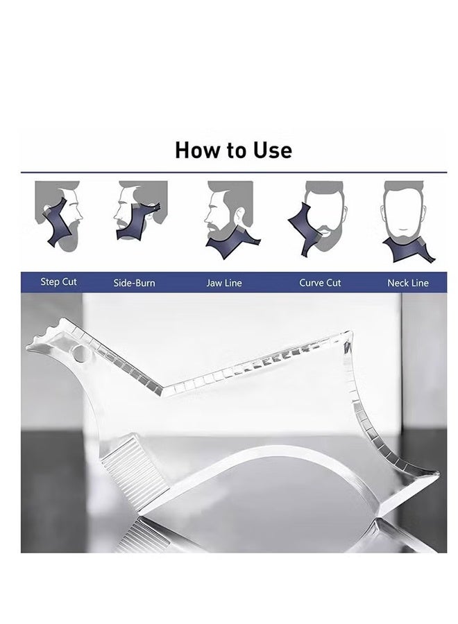 واي جيه قالب أداة شكل اللحية للرجال، شكل دليل اللحية مع المشط المدمج، حواف متعددة البطانات الحلاقة للمنحنيات/المستقيمة/خط الرقبة/الجنكة/الحروق الجانبية - Image 5