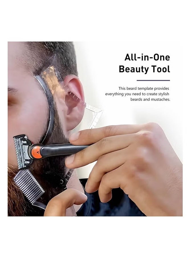 واي جيه قالب أداة شكل اللحية للرجال، شكل دليل اللحية مع المشط المدمج، حواف متعددة البطانات الحلاقة للمنحنيات/المستقيمة/خط الرقبة/الجنكة/الحروق الجانبية - Image 2