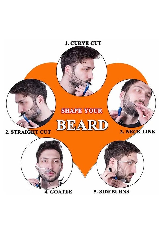 واي جيه قالب أداة شكل اللحية للرجال، شكل دليل اللحية مع المشط المدمج، حواف متعددة البطانات الحلاقة للمنحنيات/المستقيمة/خط الرقبة/الجنكة/الحروق الجانبية - Image 4