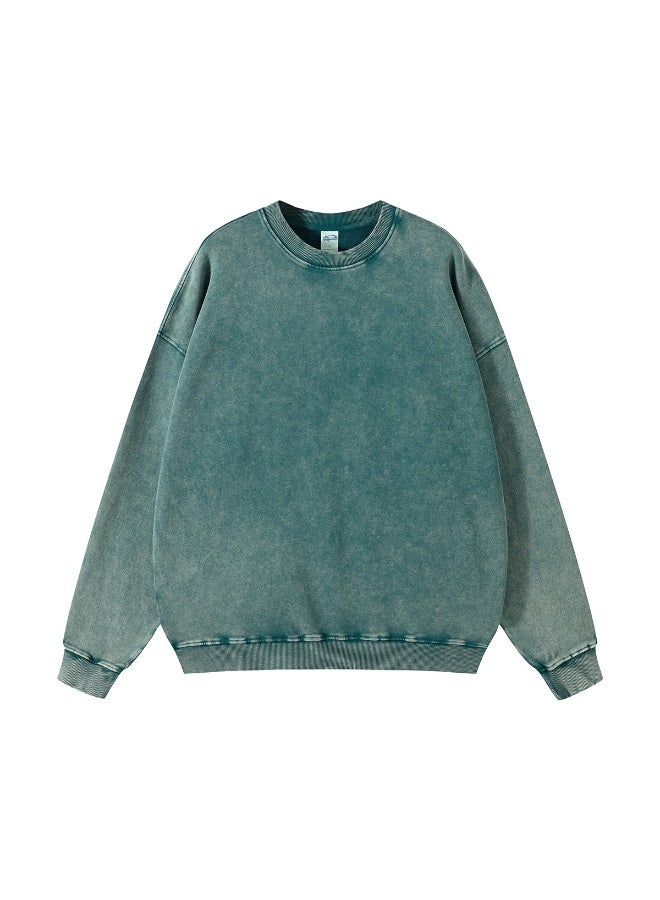 NIBEMINENT Retro Autumn Men Batik Washed Cotton Sweatshirts Unisex Loose Terry O Neck Pullovers Streetwears - Image 1