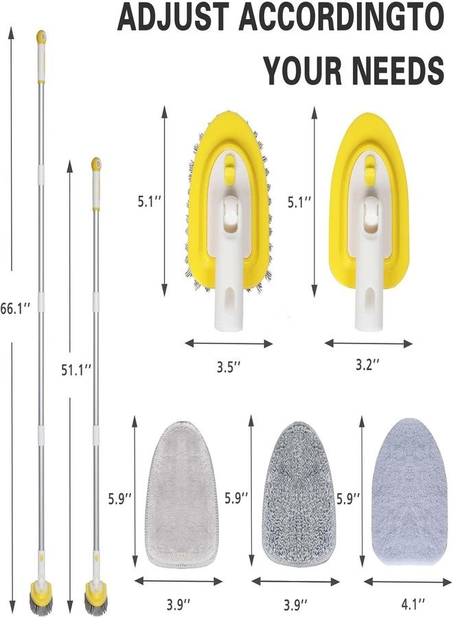 Bryquelin Shower Brush Scrubber with 51" Long Handle,3 in 1 Tub and Tile Cleaning Brush for Cleaning Bathroom Kitchen Toilet Wall Tub Tile Sink Non-Scratch (Yellow) - Image 2