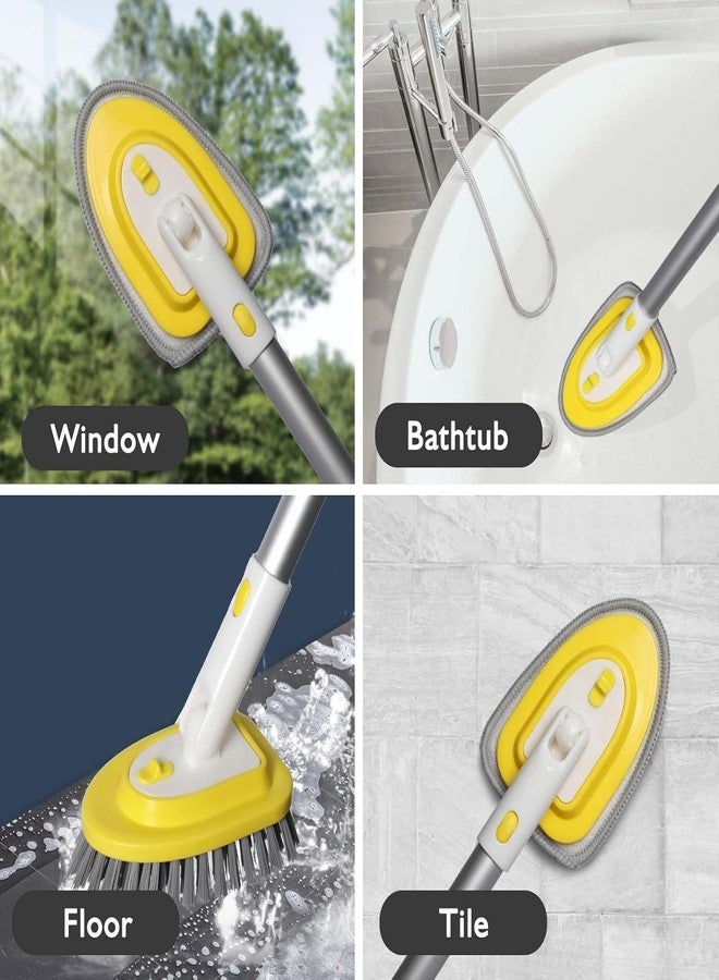 Bryquelin Shower Brush Scrubber with 51" Long Handle,3 in 1 Tub and Tile Cleaning Brush for Cleaning Bathroom Kitchen Toilet Wall Tub Tile Sink Non-Scratch (Yellow) - Image 5