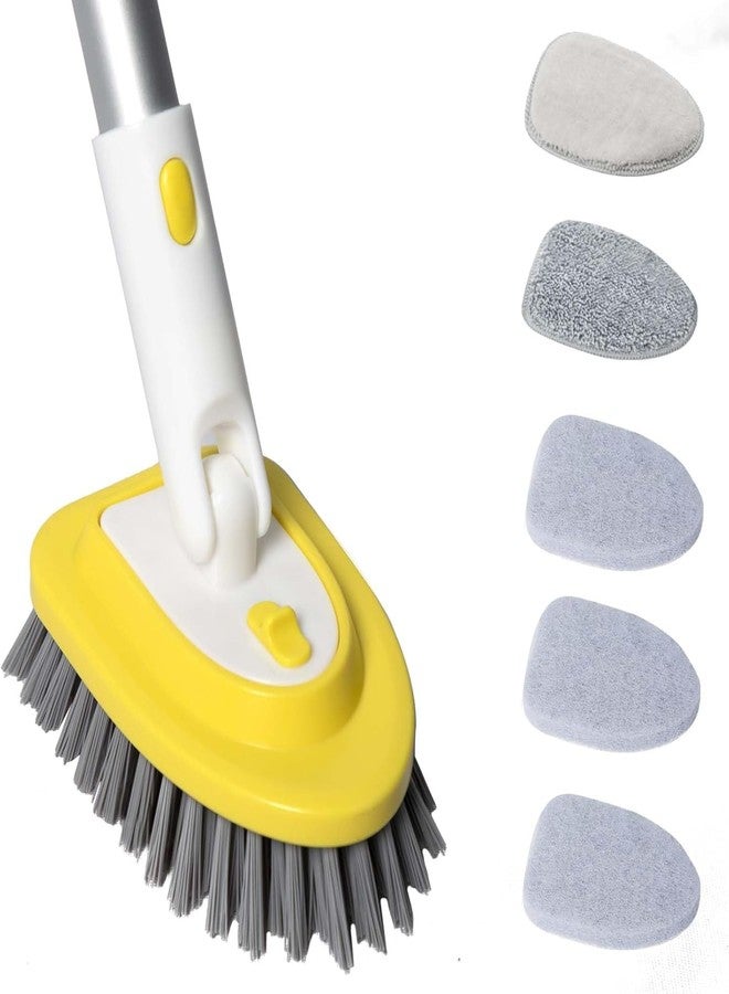 Bryquelin Shower Brush Scrubber with 51" Long Handle,3 in 1 Tub and Tile Cleaning Brush for Cleaning Bathroom Kitchen Toilet Wall Tub Tile Sink Non-Scratch (Yellow) - Image 1