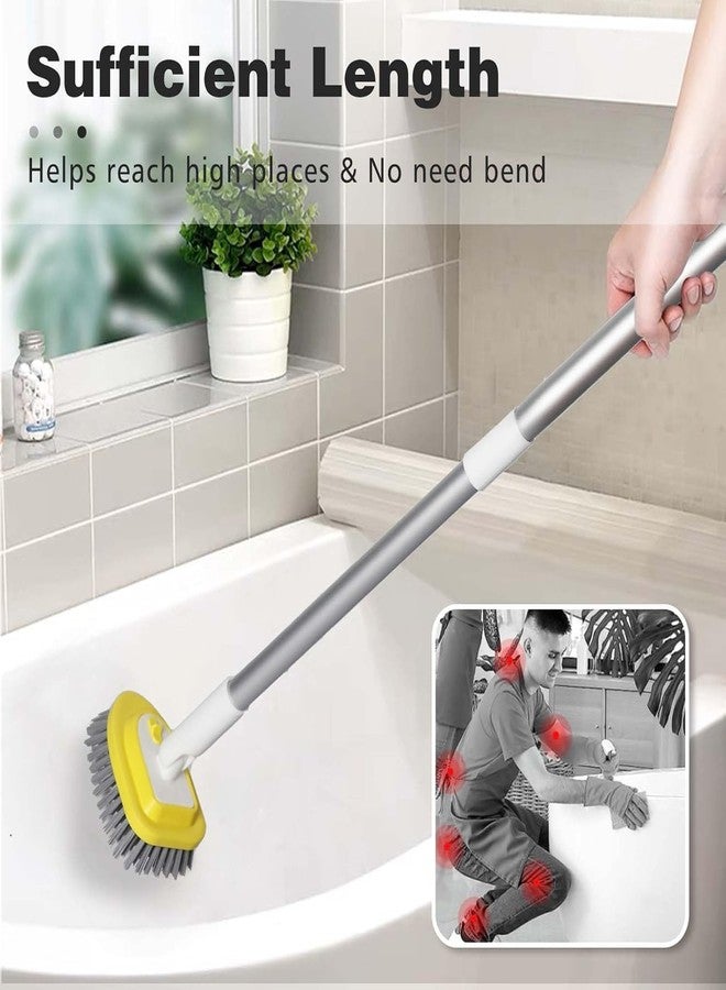 Bryquelin Shower Brush Scrubber with 51" Long Handle,3 in 1 Tub and Tile Cleaning Brush for Cleaning Bathroom Kitchen Toilet Wall Tub Tile Sink Non-Scratch (Yellow) - Image 4