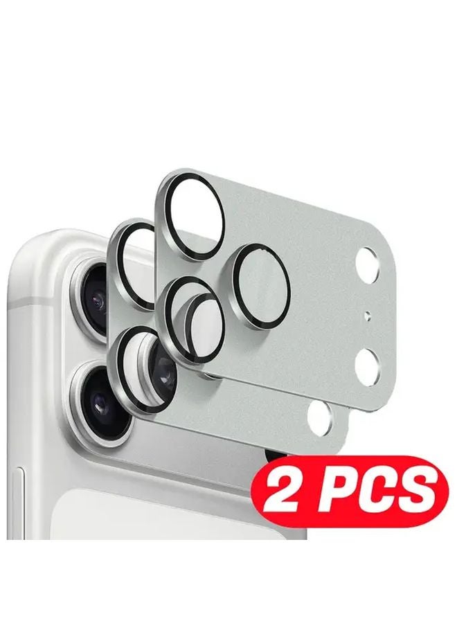 قطعتان واقي عدسة الكاميرا الفضي لآيفون 17 برو مع زجاج مقوى مضاد للخدوش - Image 1