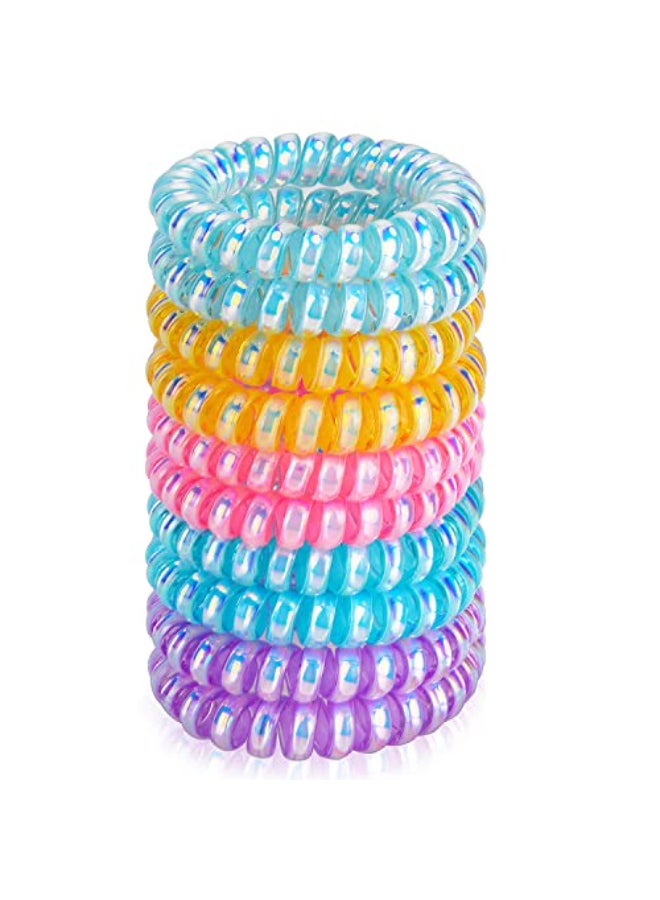 JessLab Spiral Hair Ties for Women 10Pack Traceless NoDamage Ponytail Holders Coils Hair Bands for Girls Assorted Colors - Image 1