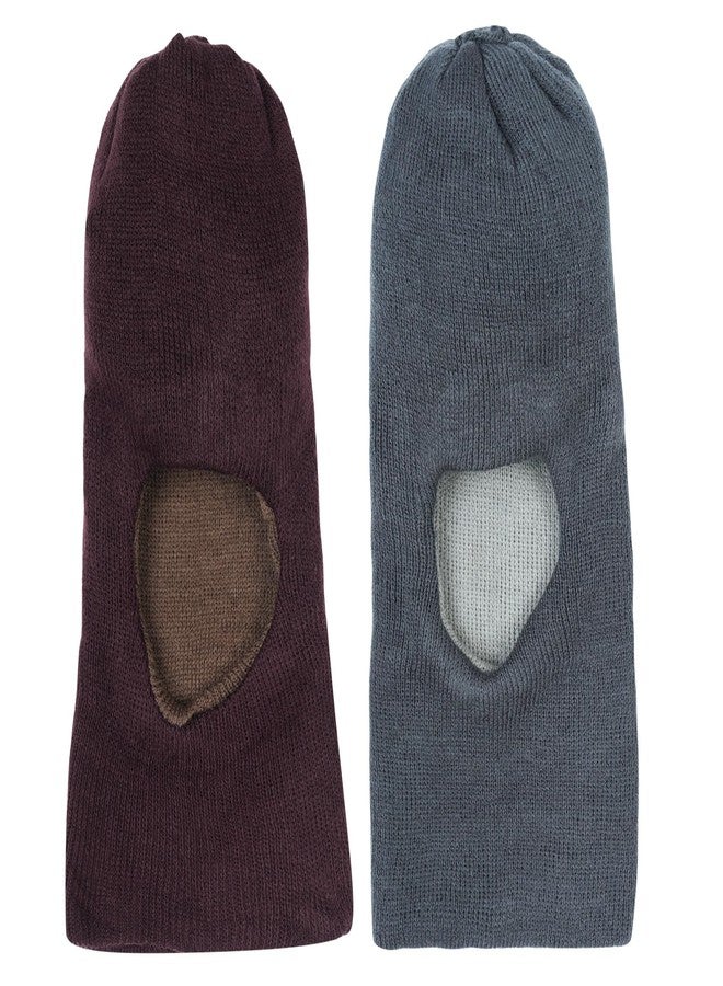 Queen Style Kids Woolen Reversible Monkey Caps (Fit for Age 1-3 Years) (Color-Coffee & Grey) - Image 1