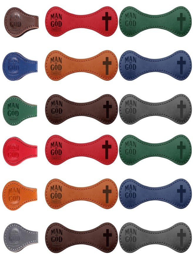 Skyygemm Christian Magnetic Bookmark for Men Bulk Man of God Leather Bookmark Religious Page Markers Scripture Book Markers for Priest Church Father's Day Gift(24 Pcs) - Image 1